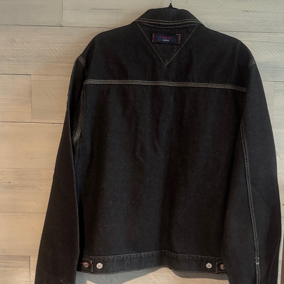 Tommy Hilfiger Black Denim Jacket with Red Accents - Picture 10 of 11